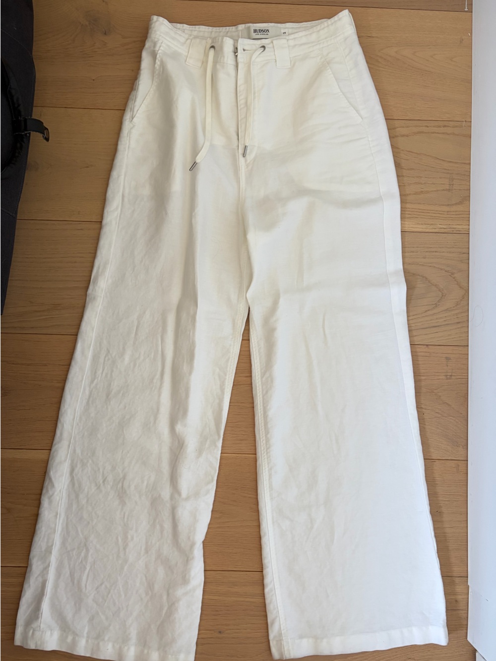 Hudson Jeans White Drawstring Cotton Trousers